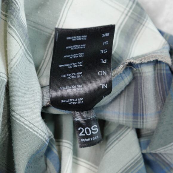 Kuhl Elixir Tapered Fit Short Sleeve Button Up Blue Green Plaid Shirt Mens L - Picture 6 of 16